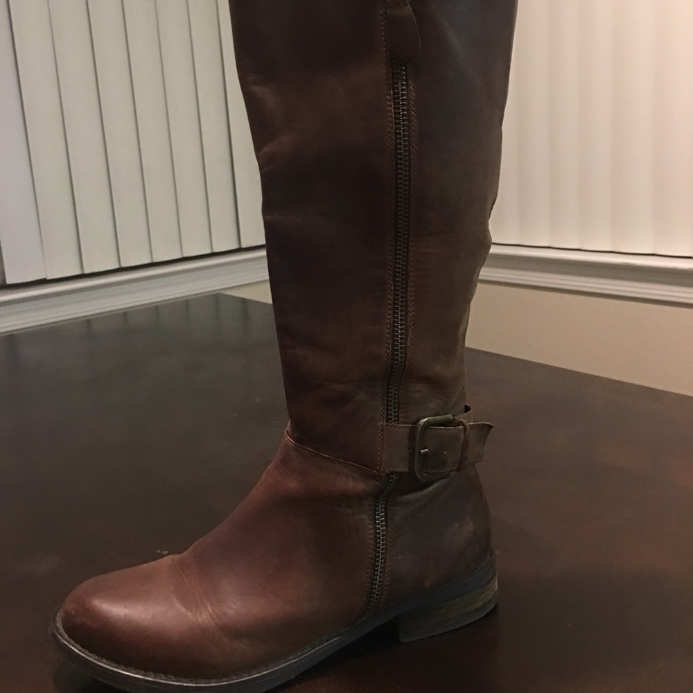 Brown leather boots